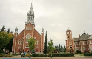 St. Jean Baptiste Catholic Church in Morinville, Alberta, before it burned down on June 30, 2021. Archdiocese of Edmonton